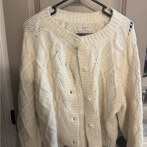 Lucky Brand Cream Cable Knit Cardigan Sweater